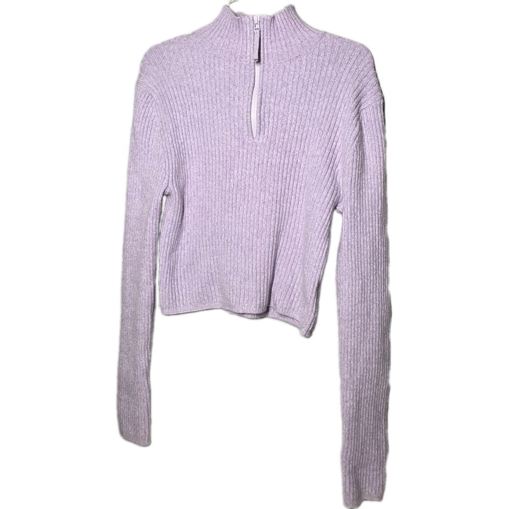 Aerie Women's Size XLarge Lavender Cropped Quarter Zip Sweater‎